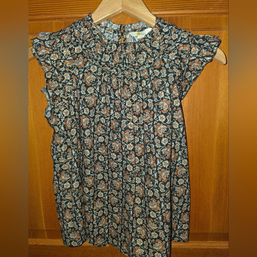 Boden S Top Ruffles Colorful Floral Paisley Cute Boho Cottage Prairie Fairy